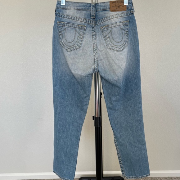 True Religion Medium Blue Ripped Straight Leg Jeans - Picture 4 of 6
